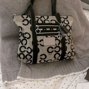 Coach Black and Gray Monogram Tote